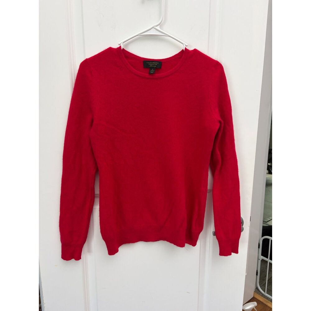 Charter Club 100% Cashmere Womens Medium Red Crewneck Sweater Luxury Winter